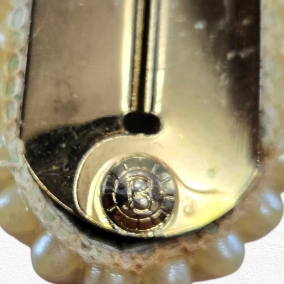 Vintage 60s JR USA Pearl Beaded Evening Clutch Gold Frame Bridal Cocktail Bag - Picture 8 of 13